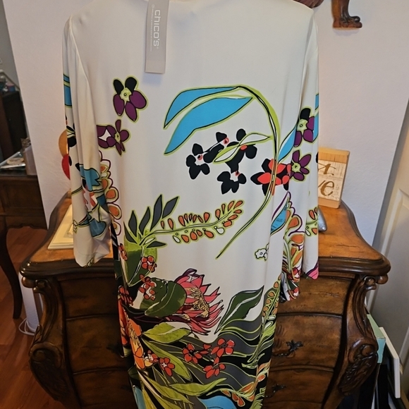 NWT Chico's size 3 (16) Floral Kimono Sleeve  Dress - Picture 4 of 6